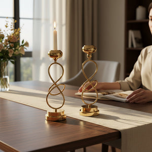 Stratos Modern Metallic Candle Stands (Pair)