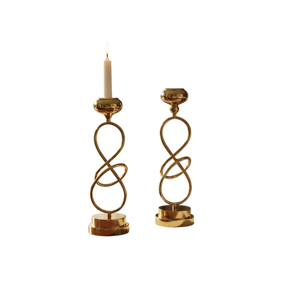 Stratos Modern Metallic Candle Stands (Pair)