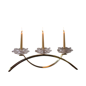 Modern Gold Candle Holder with Crystal Flowers