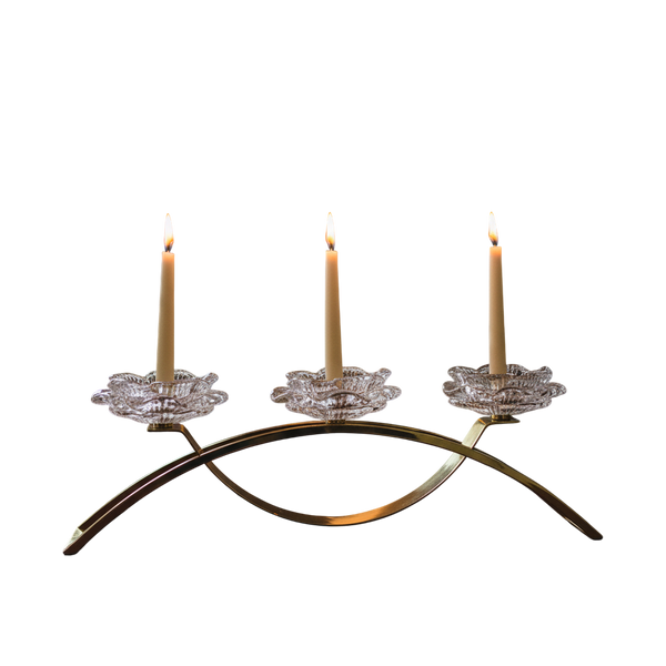 Modern Gold Candle Holder with Crystal Flowers