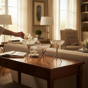 Elegance Glass Tripod Decorative Bowls
