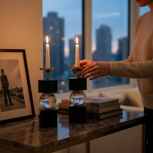 Midnight Crystal Candle Holder Set