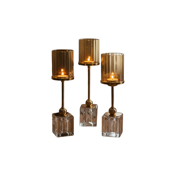 Celestial Crystal Base Candle Stands Set