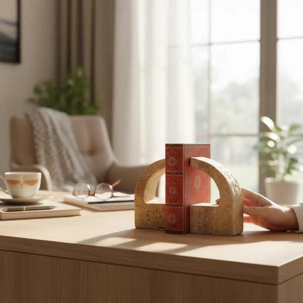 Modern Decorative Travertine Bookends (Pair)