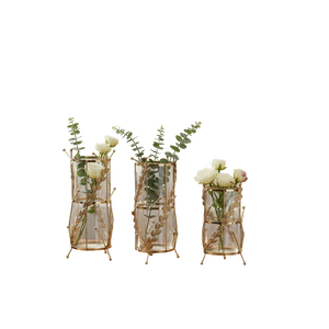 Golden Halo Geometric Candle Holders