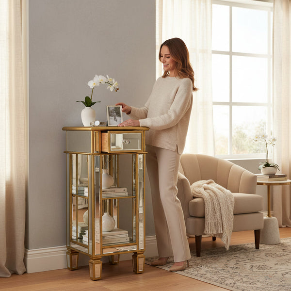 Imperial Glow Mirrored Accent Side Table