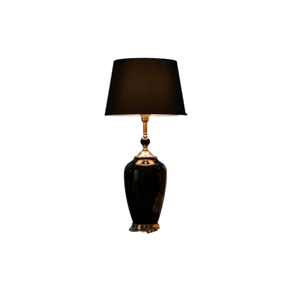 Elegant Jet-Black Porcelain Table Lamp