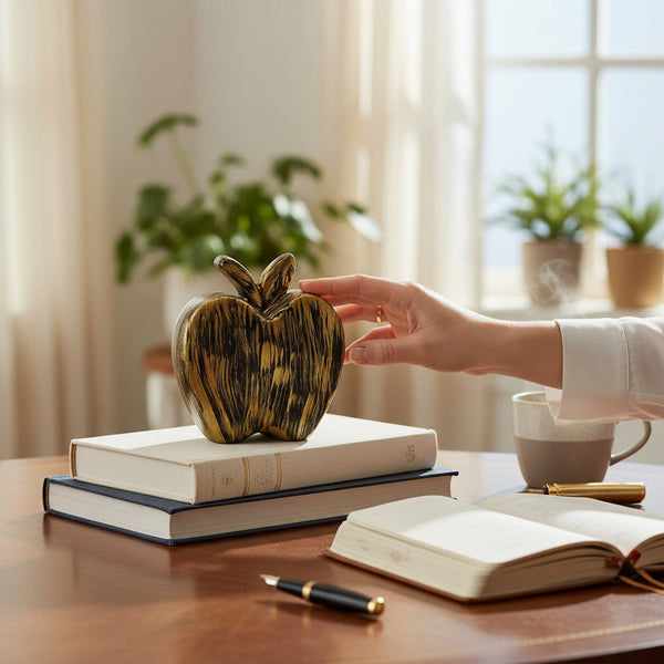 Crimson Charm Ceramic Apple Decor