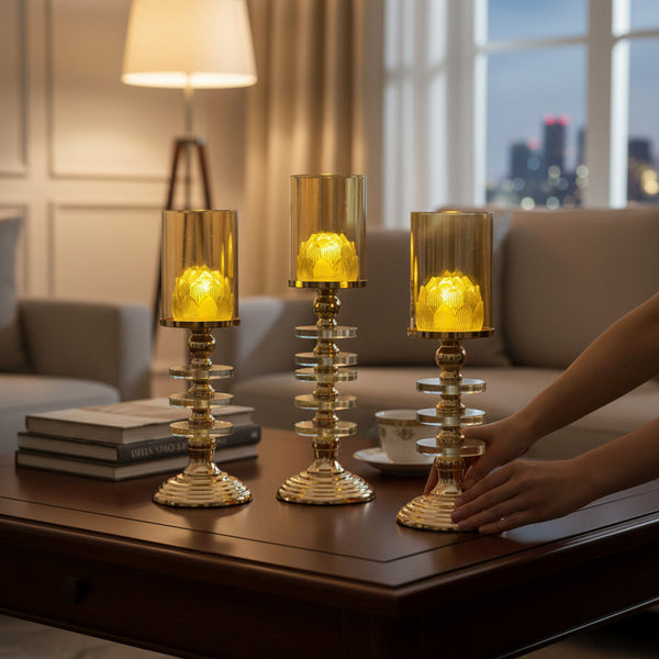 Metal Pillar Candle Holder Set