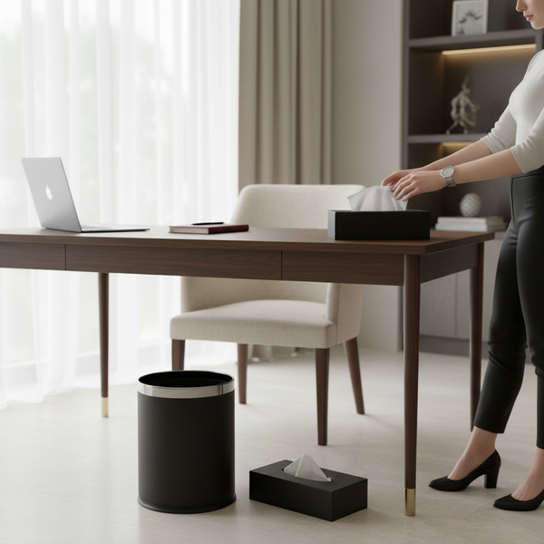 Handcrafted Premium Leather Dustbin Tissue Box Set