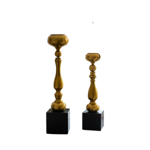 Aeris Sculpted Vintage Brass Candle Stands (Pair)
