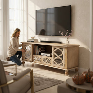 Opal Glow Mirrored Contemporary Storage Console