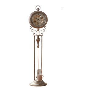 Industrial Black Gear Tripod Standing Clock