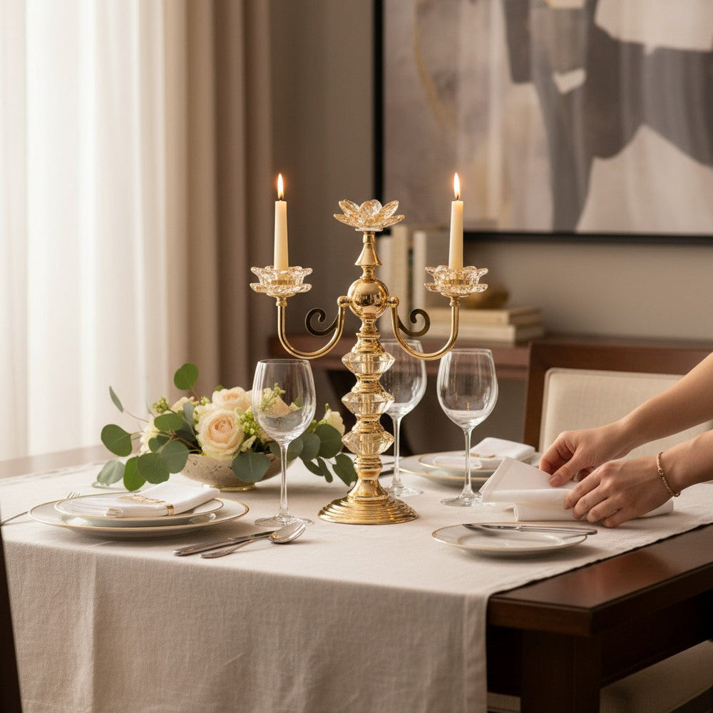 Regal Crystalline Metal Candle Stand