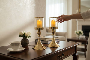 Crystal Vine Metallic Candle Stand (Pair)
