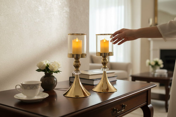 Crystal Vine Metallic Candle Stand (Pair)