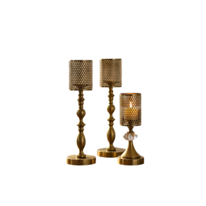 Luxury Vintage Gold Brass Candle Holders Set