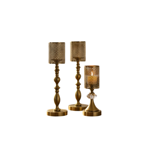 Luxury Vintage Gold Brass Candle Holders Set
