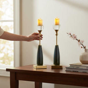 Crystal Crest Vintage Metallic Long Candle Stands (Pair)