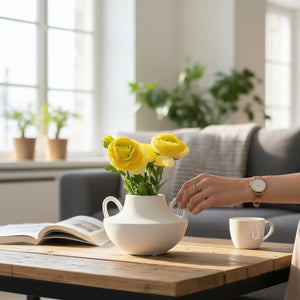 Frosted Ring Minimal Ceramic Vase
