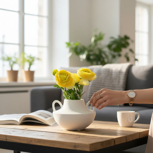Frosted Ring Minimal Ceramic Vase