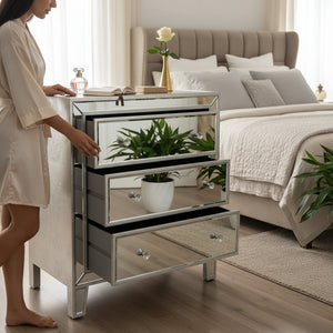 Silver Aura Reflective Accent Side Table