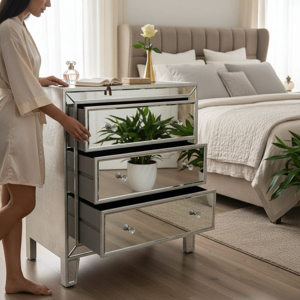 Silver Aura Reflective Accent Side Table