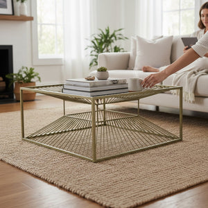 Vintage Brass Glass-Top Center Table
