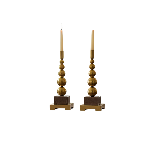Vintage Brass Candle Holder with Marble Base