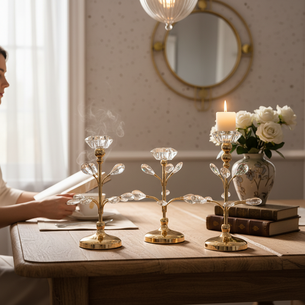 Celestial Glow Double Lotus Candle Stands