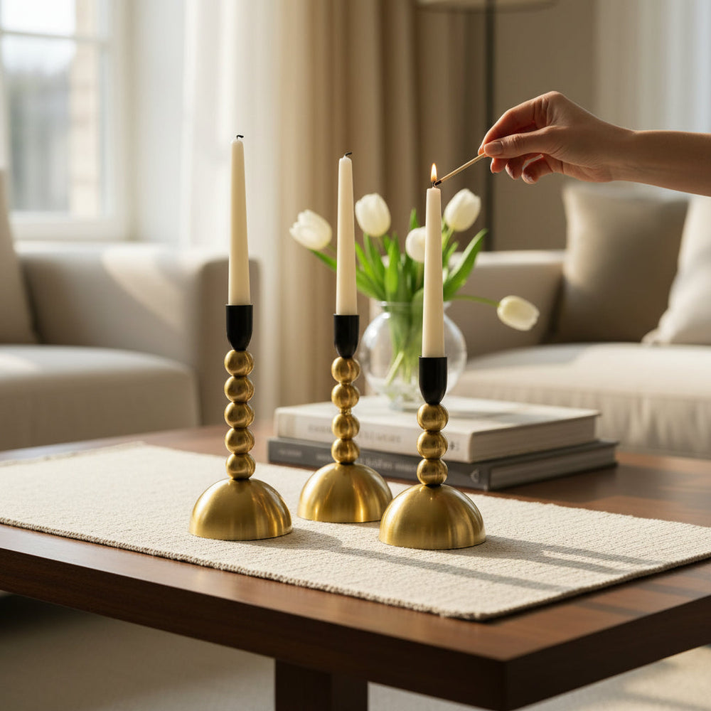 Vintage Solid Brass Candle Stand – Classic Antique Home Décor