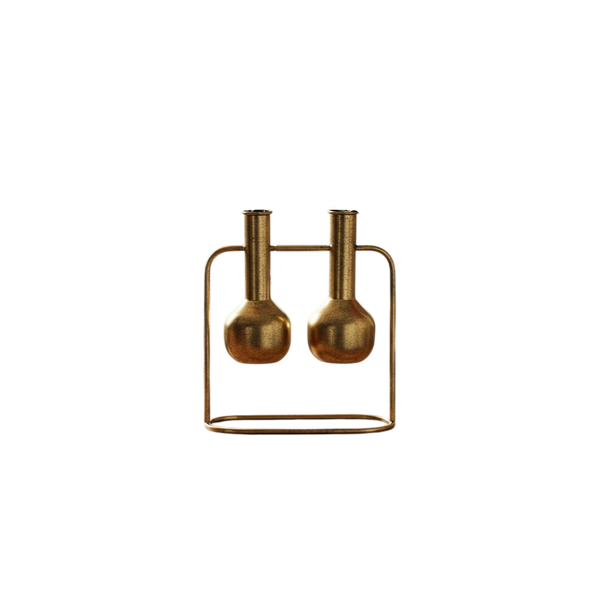 Twin Elegance Gold Vase Stand