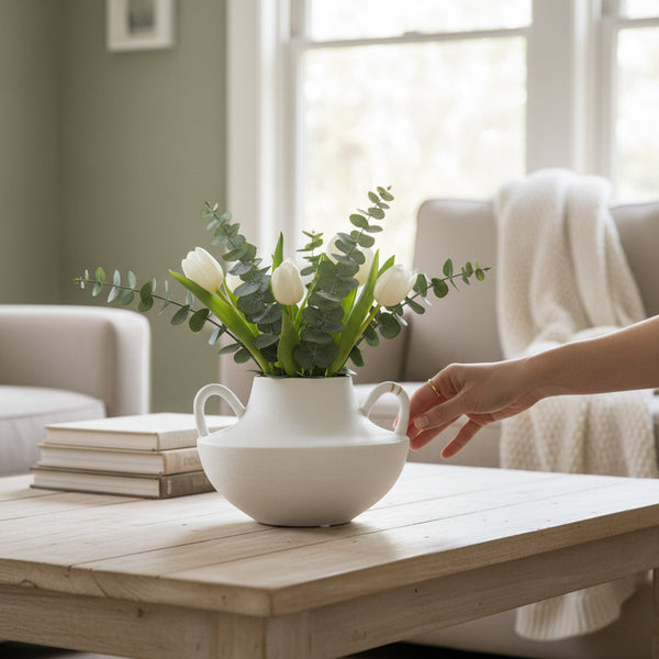 Frosted Ring Minimal Ceramic Vase