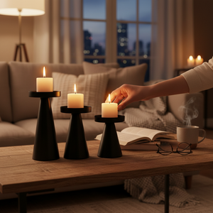 Glow Metallic Candle Stand Set
