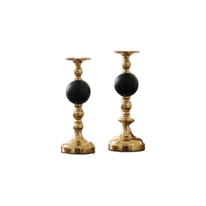 Baroque-Inspired Metallic Candle Stand (Pair)