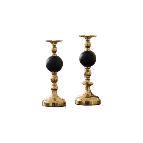 Baroque-Inspired Metallic Candle Stand (Pair)