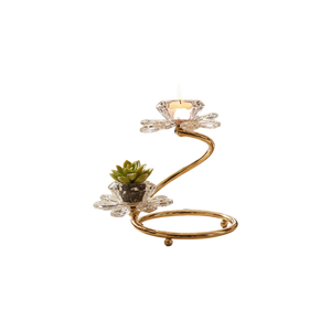 Celeste Crystal Lotus Metallic Candle Stand