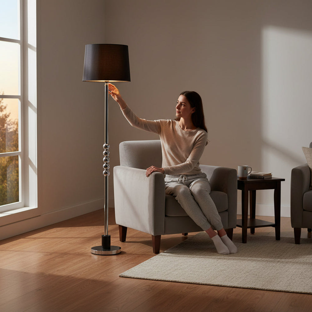 Onyx Steel – Silver Metallic Floor Lamp