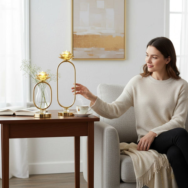 Elegance Ring Metallic Candle Holders (Pair)