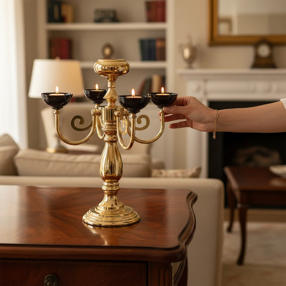 Bohemian Metallic Dining Candle Holder (5in1)