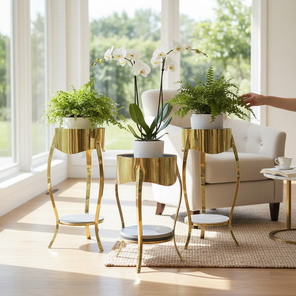 Luxe Modern SS Coffee Tables with Ceramic Top