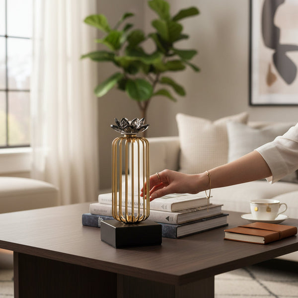Golden Lotus Crystal Tower Stand