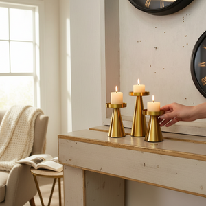 Glow Metallic Candle Stand Set