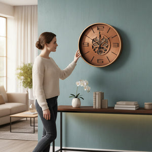 Metallic Gold Mechanical Gears Wall Clock