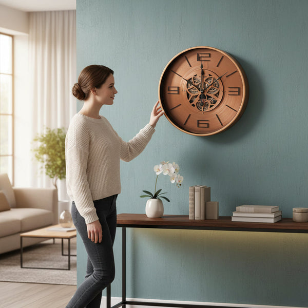 Metallic Gold Mechanical Gears Wall Clock