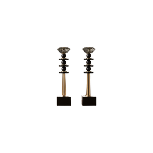 Luxe Vintage Crystal Metallic Candle Stands (Pair)
