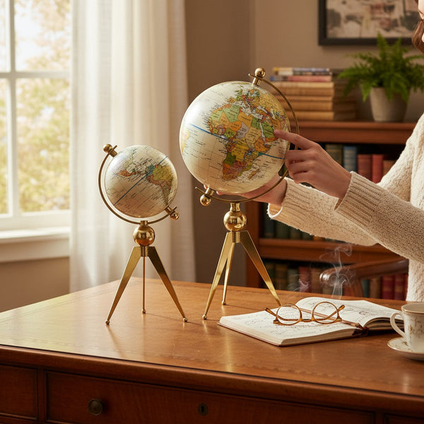Metallic Tripod Globes Decor