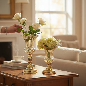 Elegant Gold-Tone Glass Vase Bowl