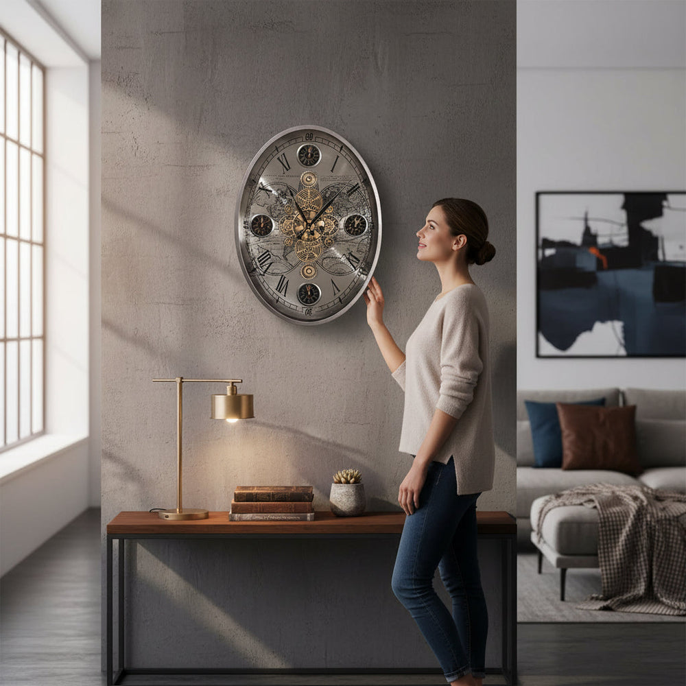 Titanium Gold Industrial Gear Wall Clock