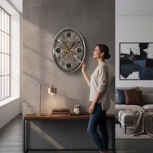 Titanium Gold Industrial Gear Wall Clock